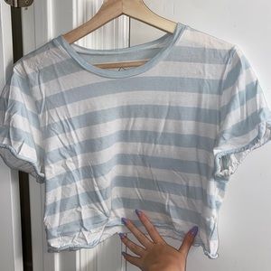 Blue and White Cropped Tee